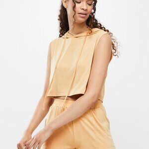 Baby Yellow Terry Drawstring Sleeveless Hoodie XS